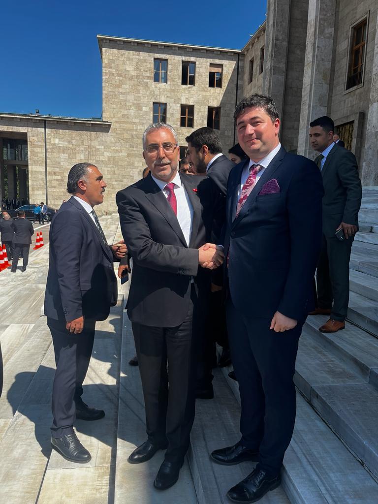 Our President Serkan Ülkü, Minister of Labor and Social Security Prof. Dr. He attended the swearing-in ceremony of Vedat Işıkhan at the General Assembly of the Turkish Grand National Assembly.